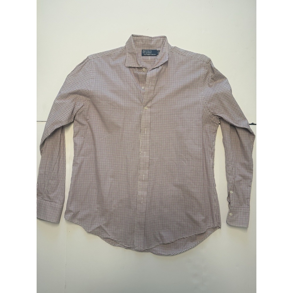 Ralph Lauren Shirt Mens Large Purple Beige Check Casual Button Up Long Sleeve